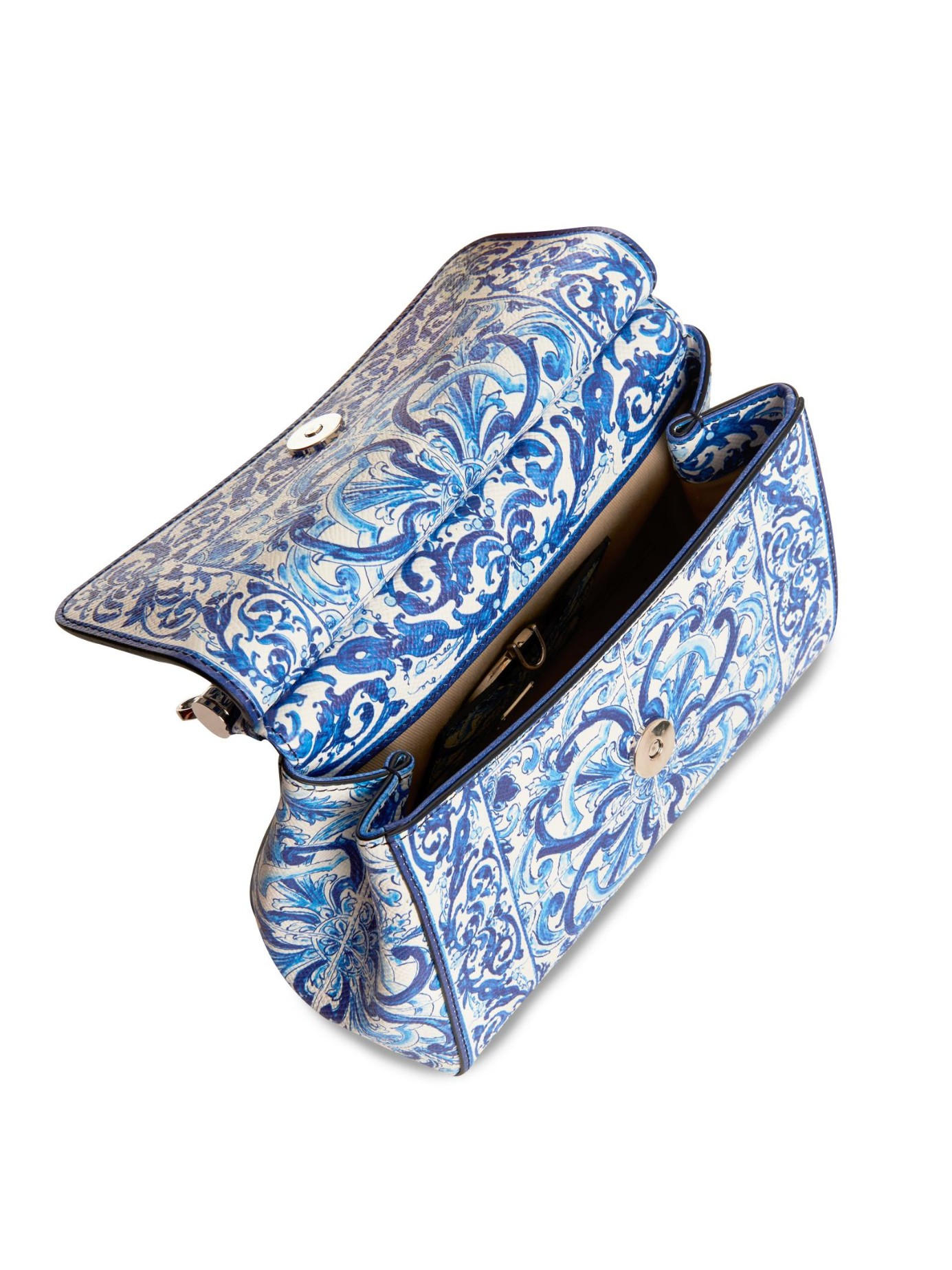 Dolce & Gabbana Mini Sicily Majolica-Print Leather Cross-Body Bag in Blue |  Lyst