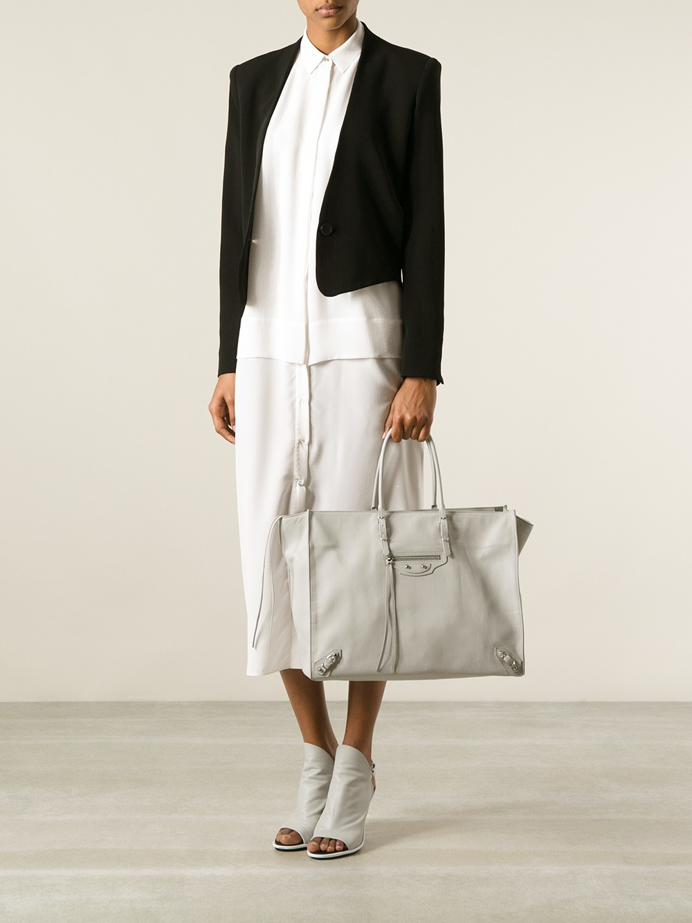 Balenciaga White Leather Mini Papier A4 Tote Bag Balenciaga