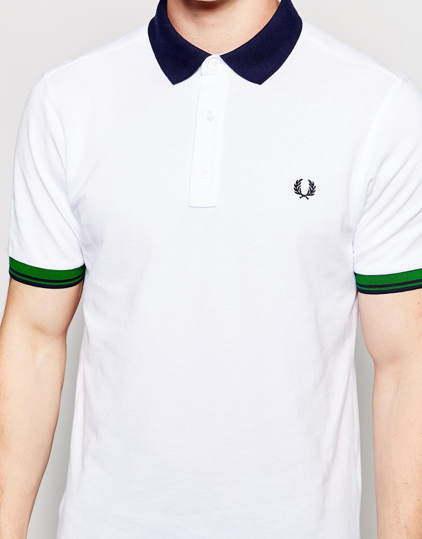 Fred Perry Polo Shirt With Color Block In White for Men - Lyst