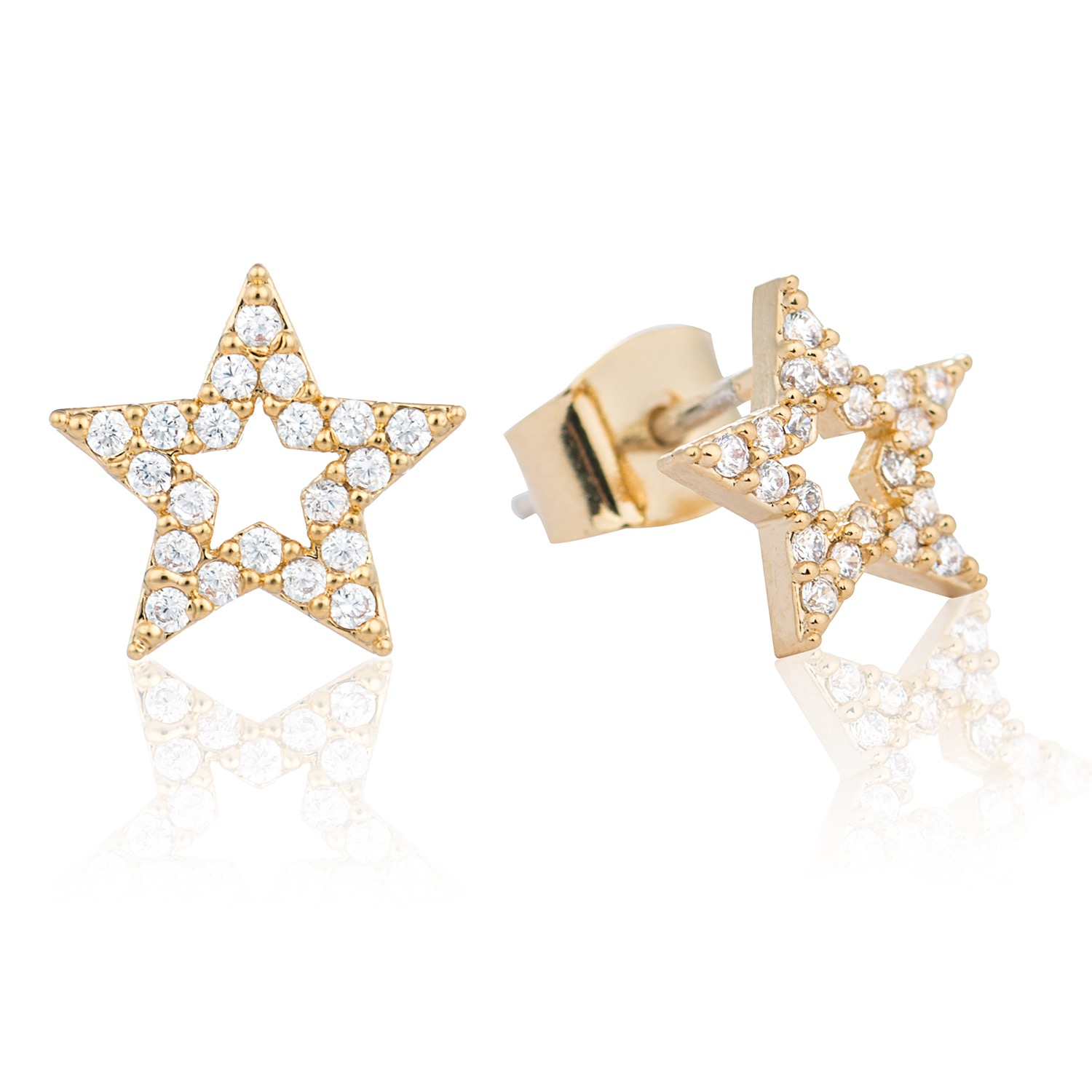 Astrid & miyu Tricks Star Stud Earrings Gold in Pink | Lyst