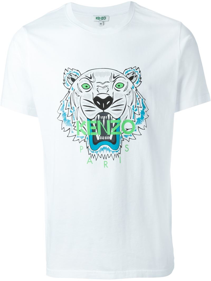 KENZO Tiger Cotton T-Shirt in White for Men - Lyst