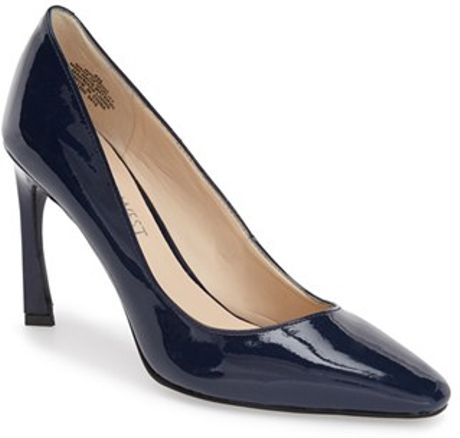 Nine West Cardio Pointed-Toe Leather Pumps in Blue (NAVY PATENT ...