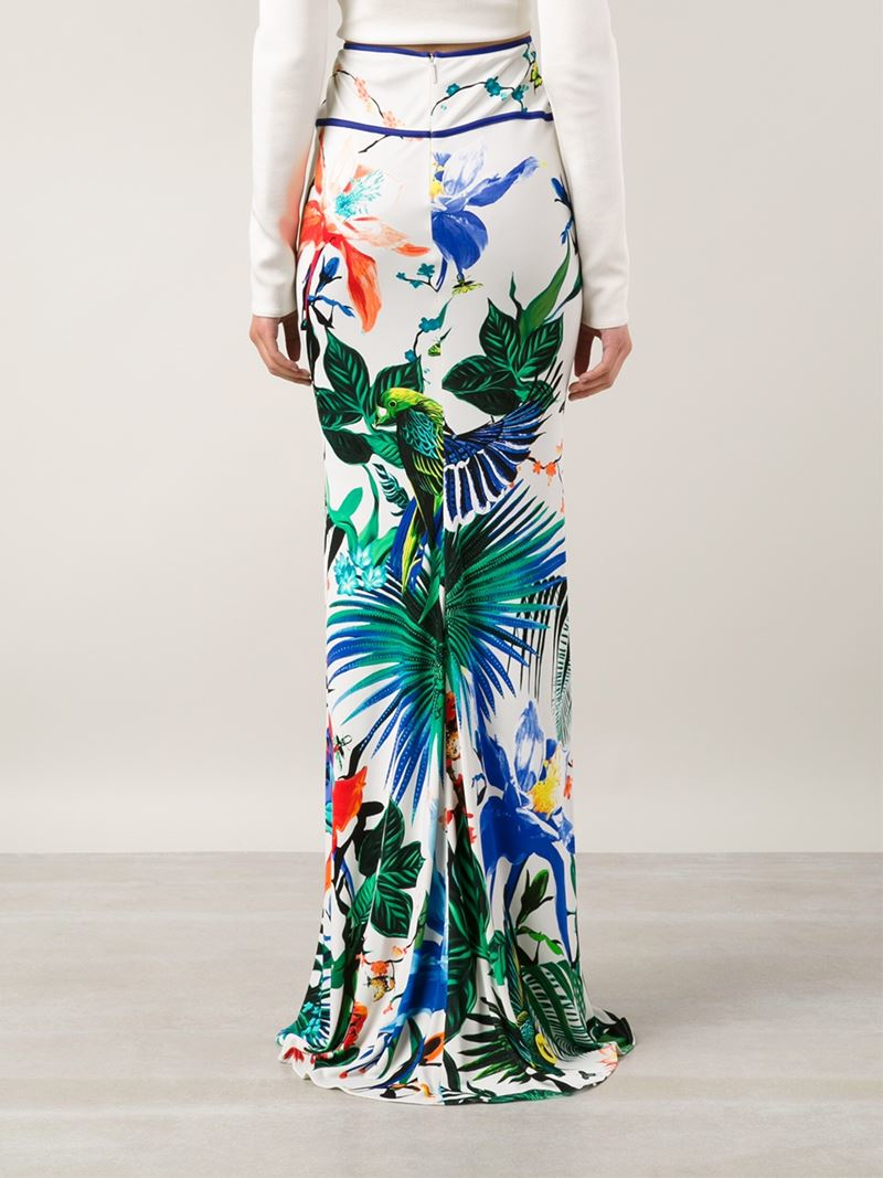 Roberto Cavalli Tropical Print Maxi Skirt in Blue - Lyst