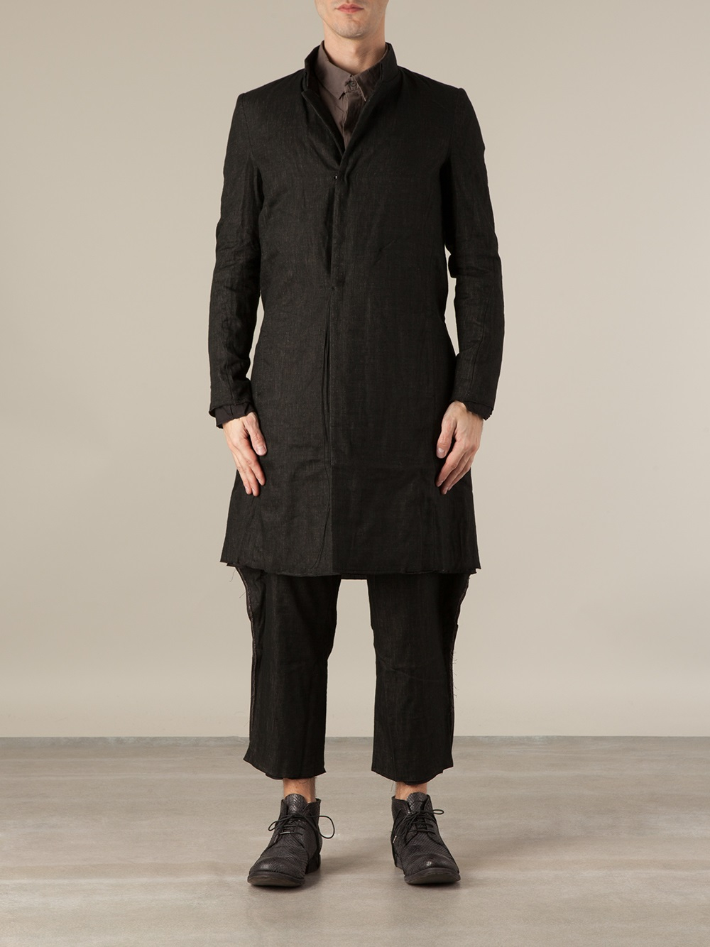 Individual Sentiments Standup Collar Overcoat in Black for Men - Lyst