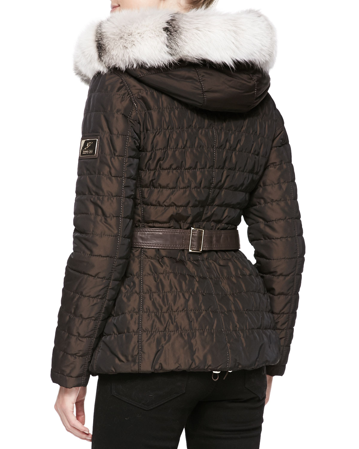 Gorski Apresski Puffer Jacket W/ Iceberg Furtrim in Brown Lyst