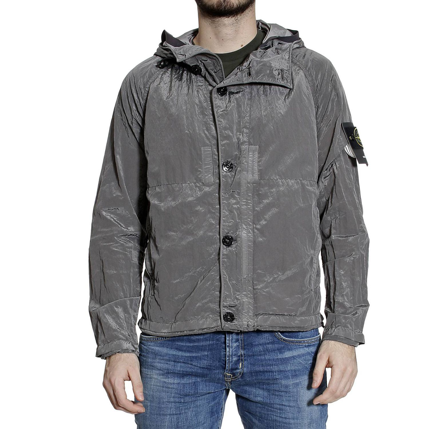 gray stone island hoodie