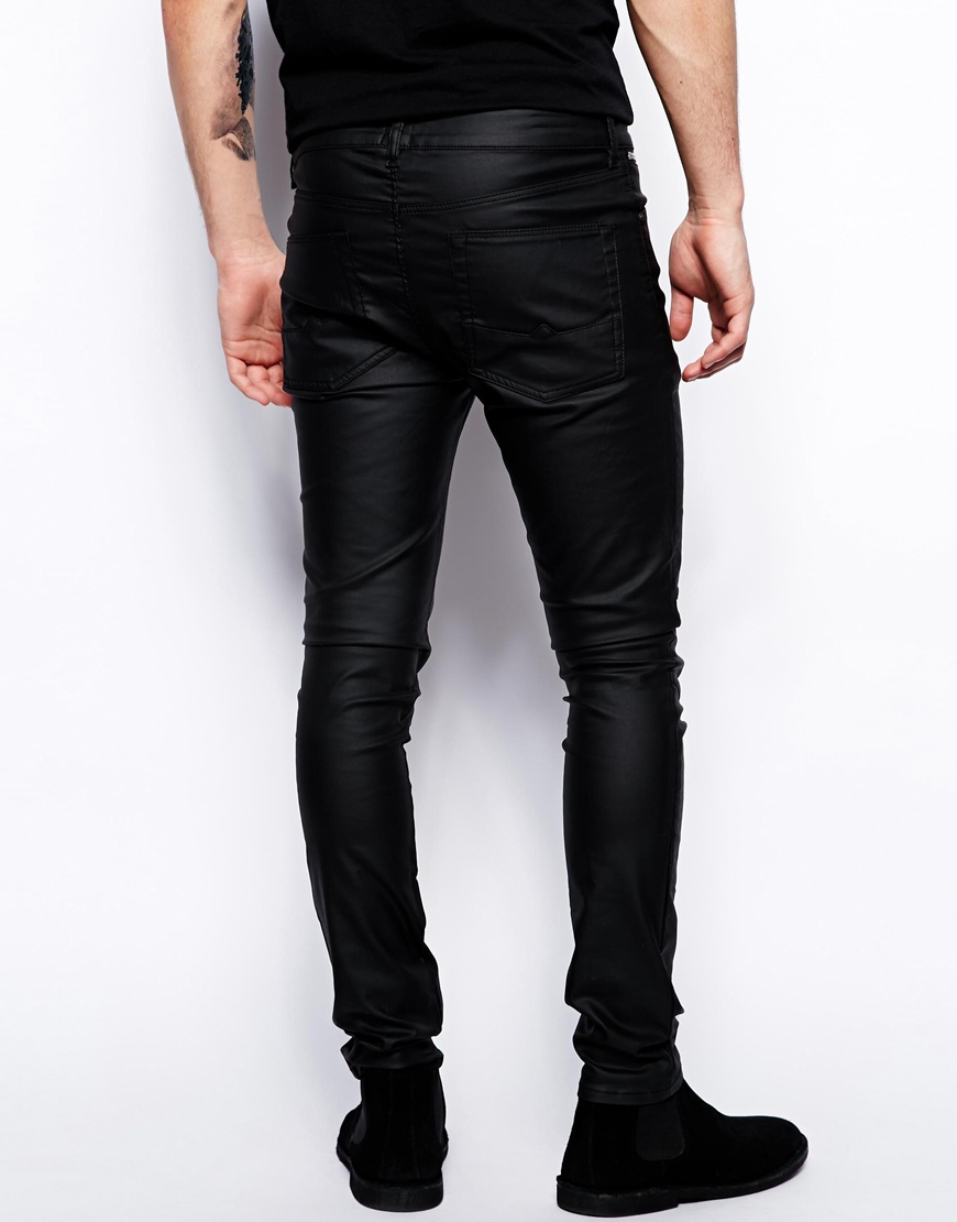 Lyst - Asos Super Skinny Jeans In Leather Look in Black for Men