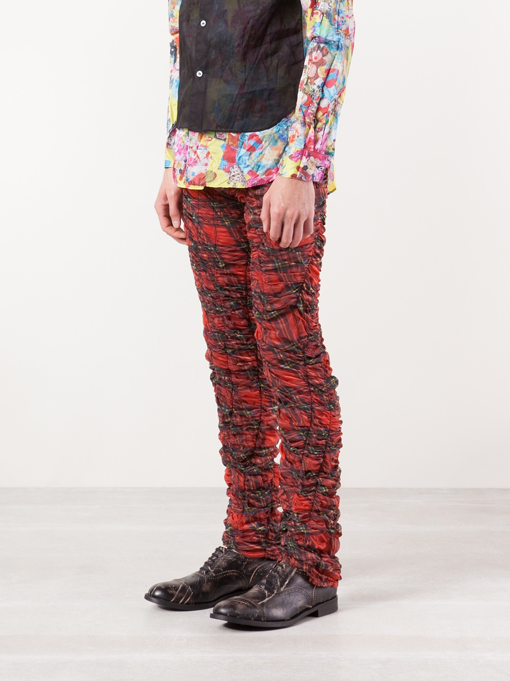 comme des garcons plaid pants