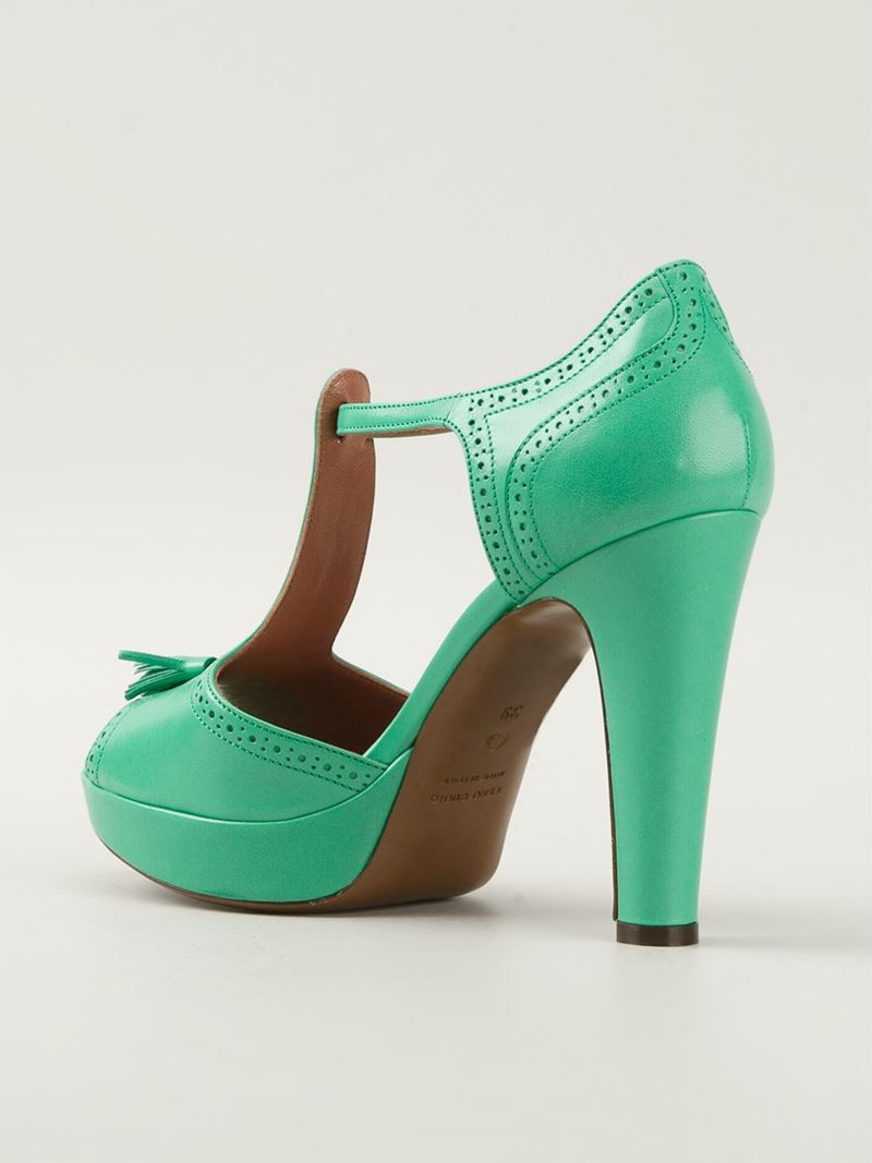 Lyst - L'autre chose Peep Toe Sandal in Green