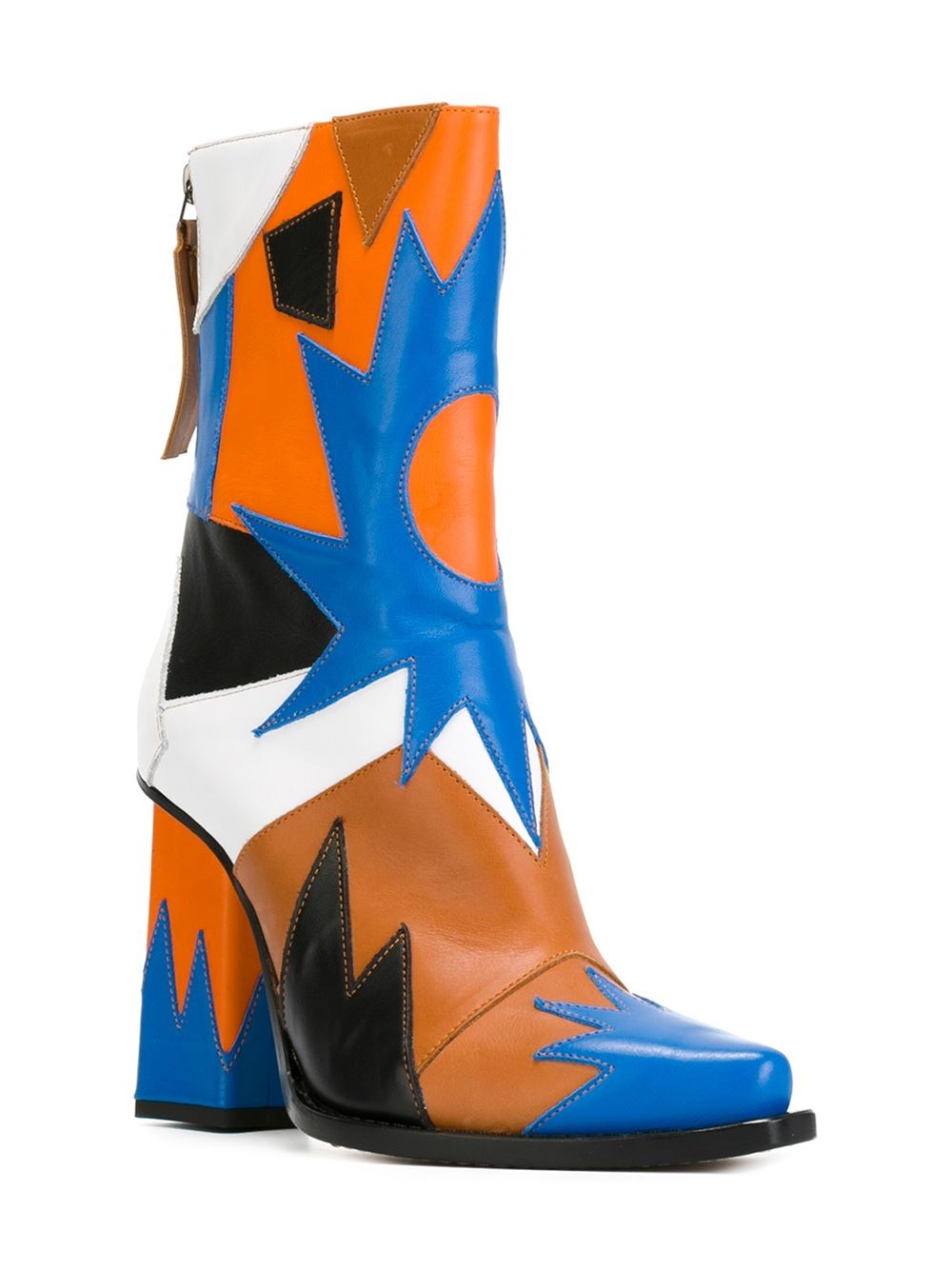 MSGM Patchwork Leather Boots in Blue | Lyst