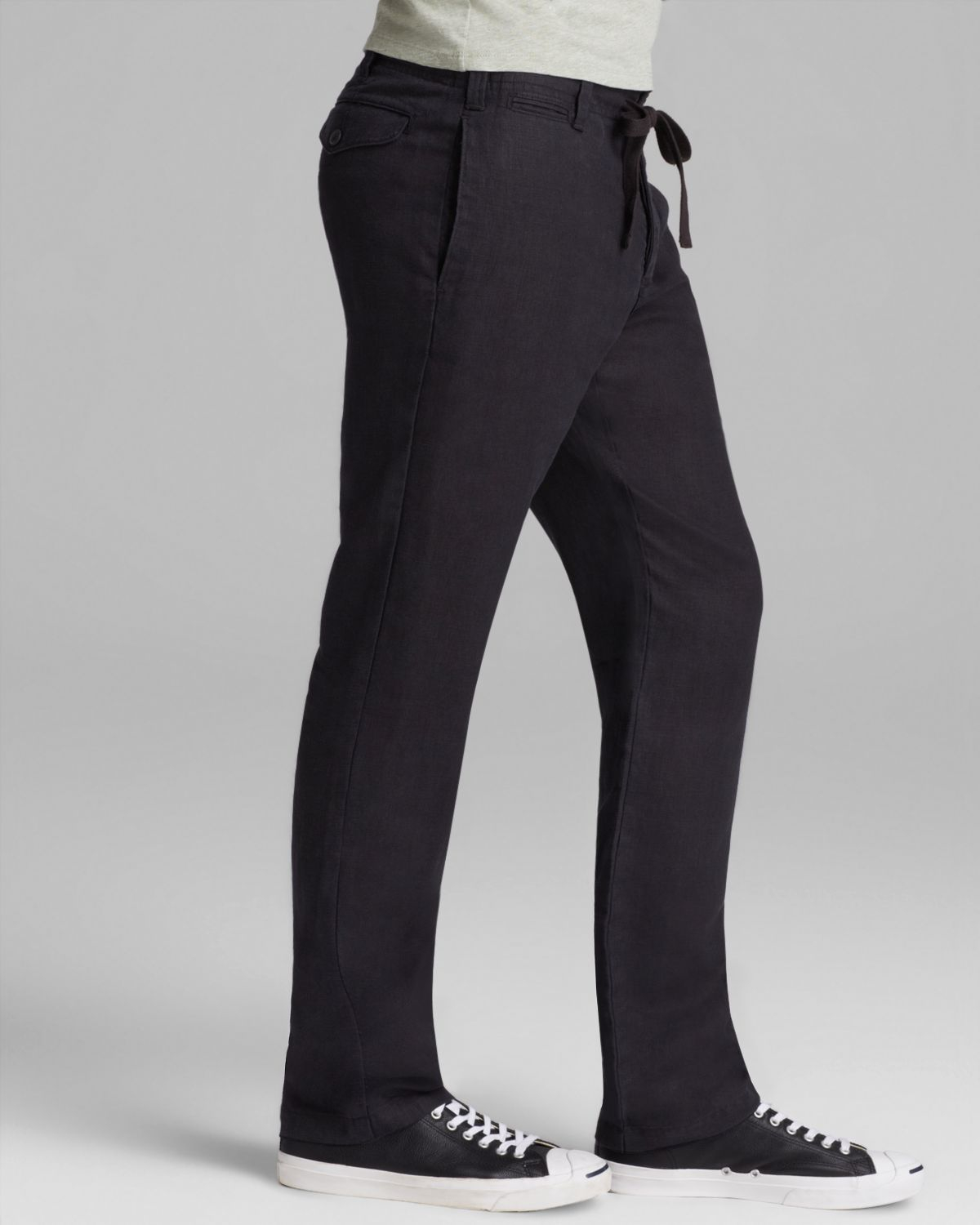 Vince Linen Drawstring Pants in Black for Men - Lyst