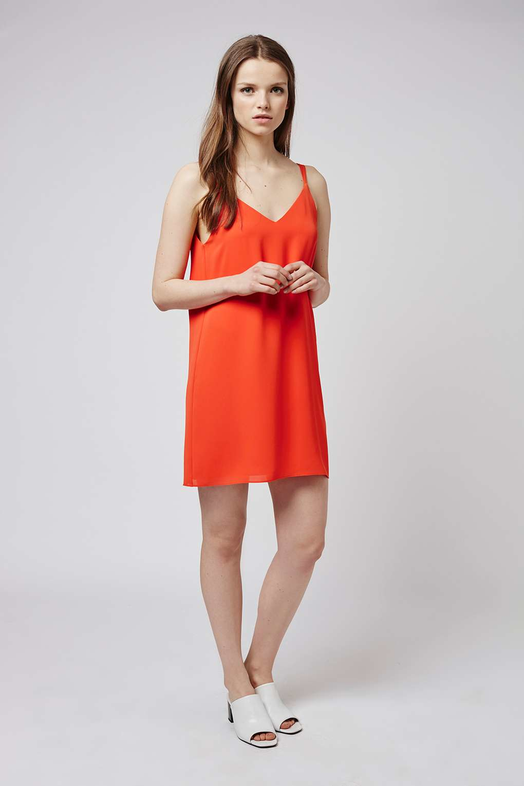topshop orange slip dress