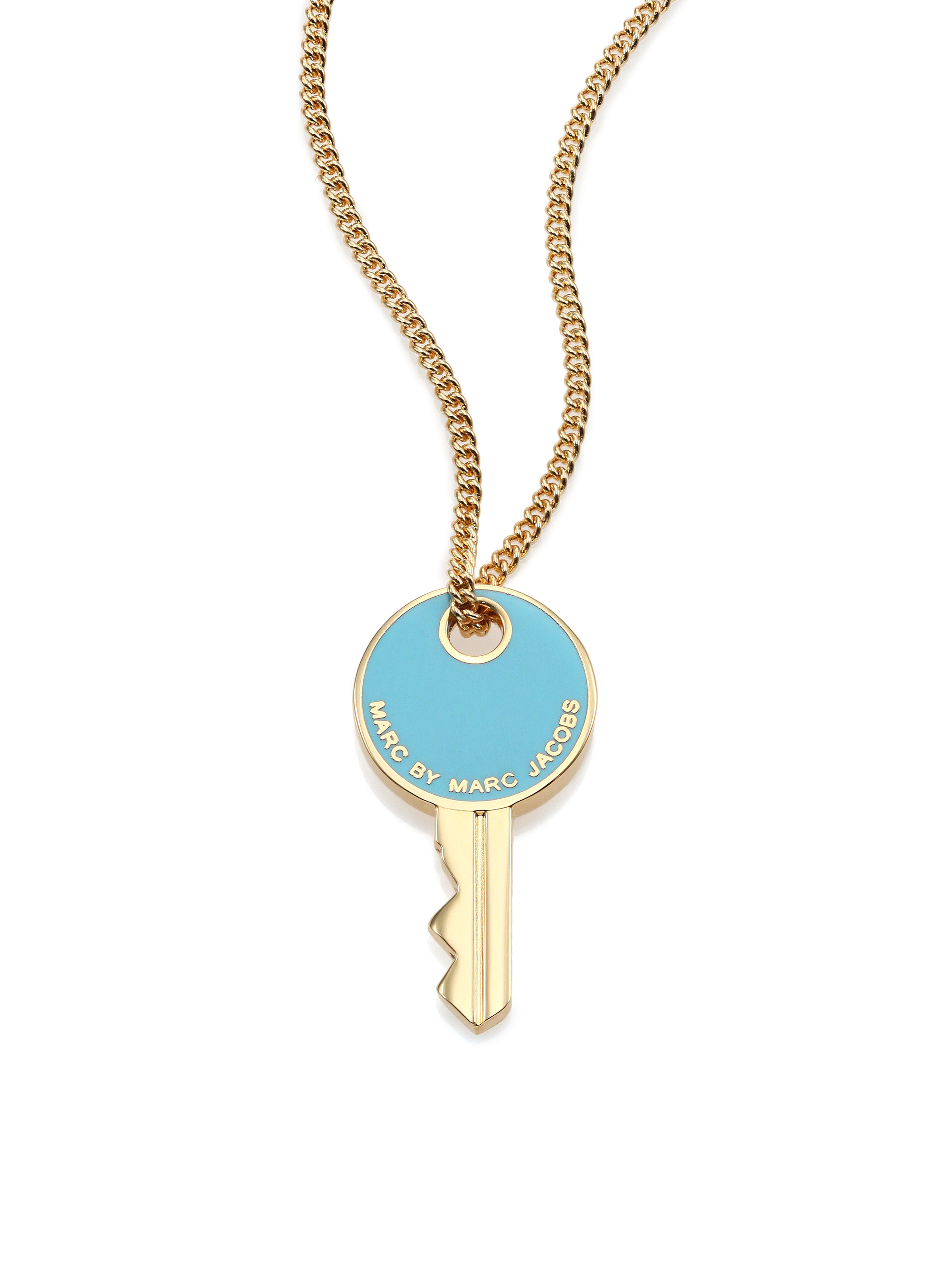 Marc by marc jacobs Golden Key Pendant Necklace in Blue | Lyst