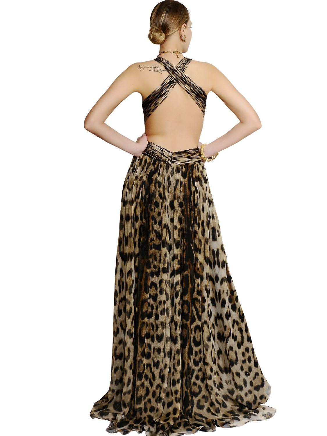 Roberto Cavalli Leopard Silk Chiffon Dress Lyst