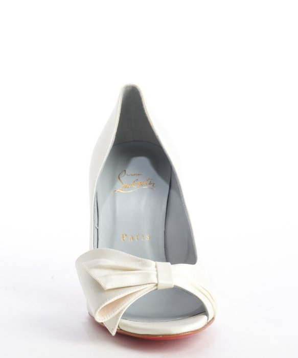 Christian louboutin Ivory Satin Just Soon 85 Ribbon Detail Peep ...  