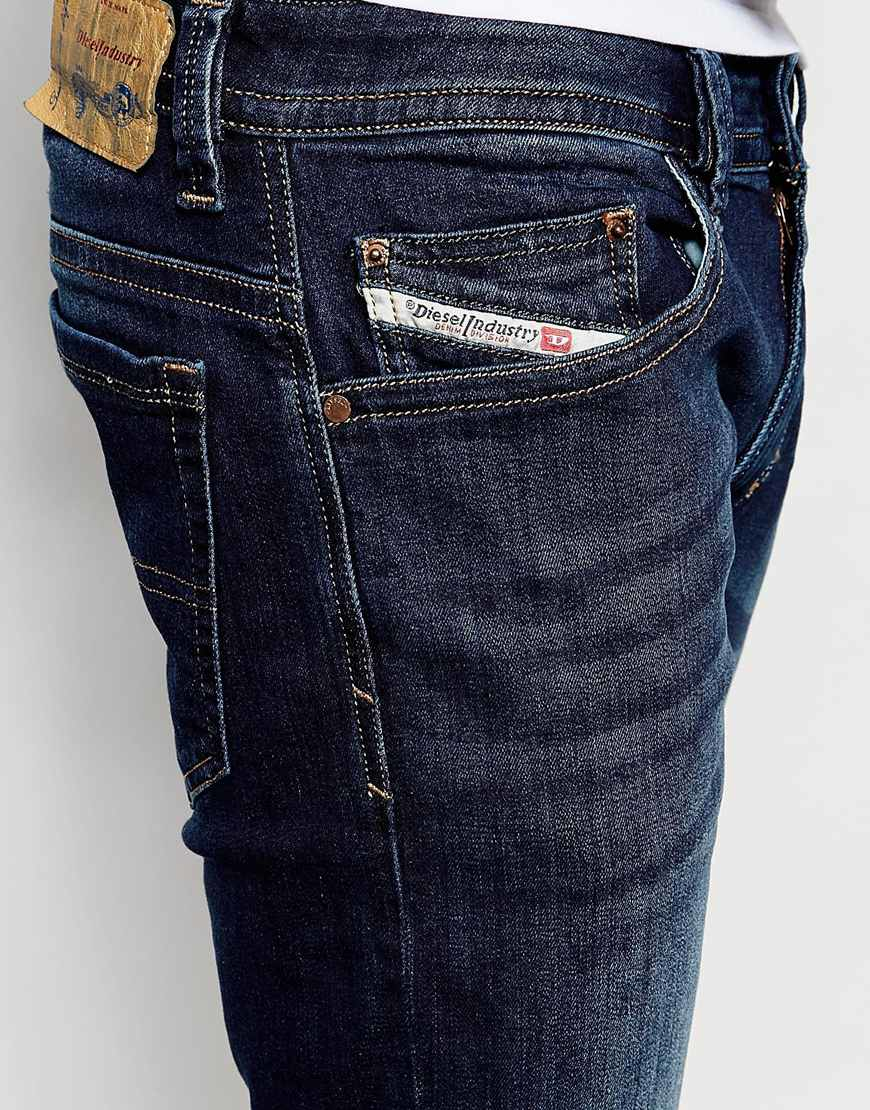 DIESEL Jeans Thavar 814w Slim Fit Stretch Mid Wash in Blue for Men - Lyst