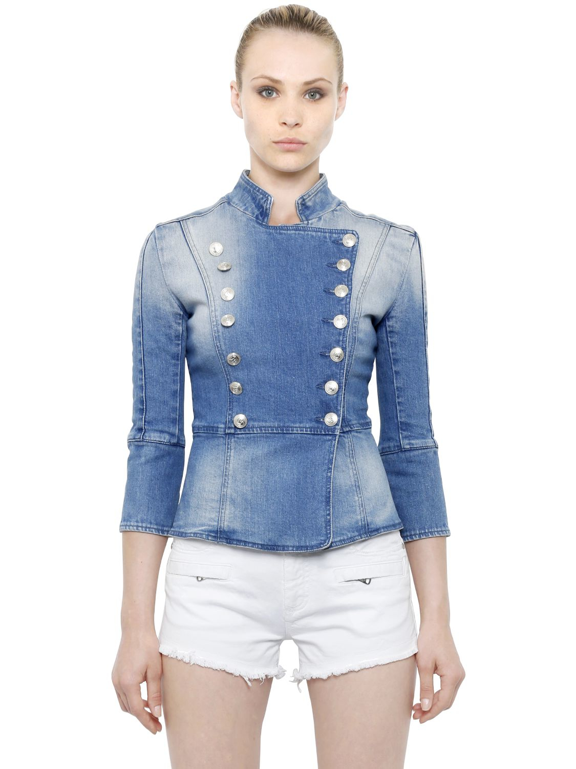 balmain denim jacket womens