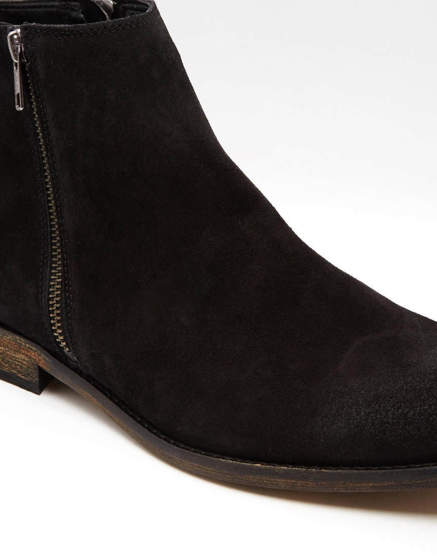 ASOS Chelsea Boots In Black Suede With Double Zip for Men - Lyst