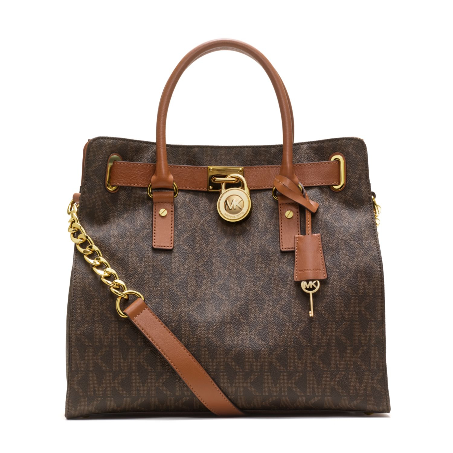 Michael kors Hamilton Large Logo Tote in Brown | Lyst