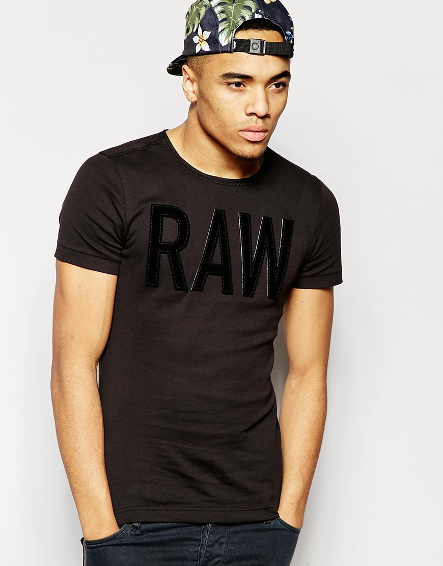 G-Star RAW T-shirt Art Raw Applique in Black Men -
