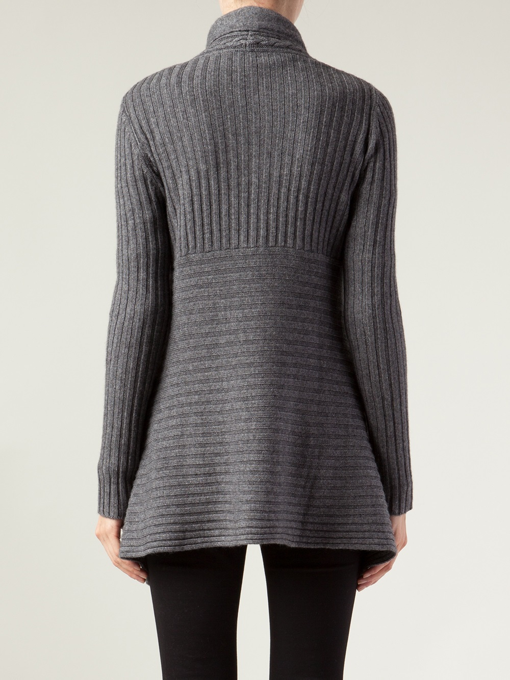 Autumn Cashmere Rib Drape Sweater In Grey Gray Lyst