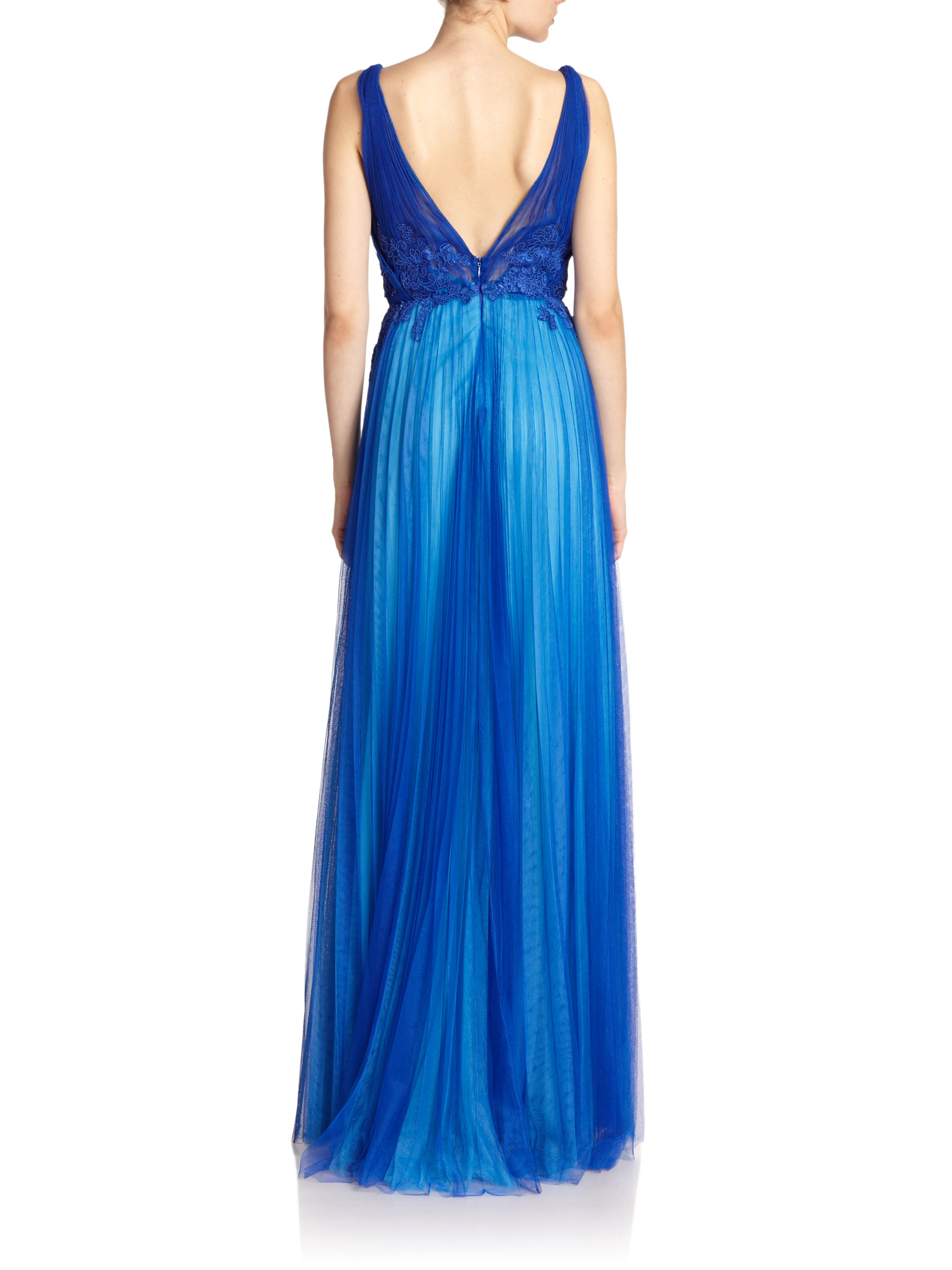 monique lhuillier blue gown