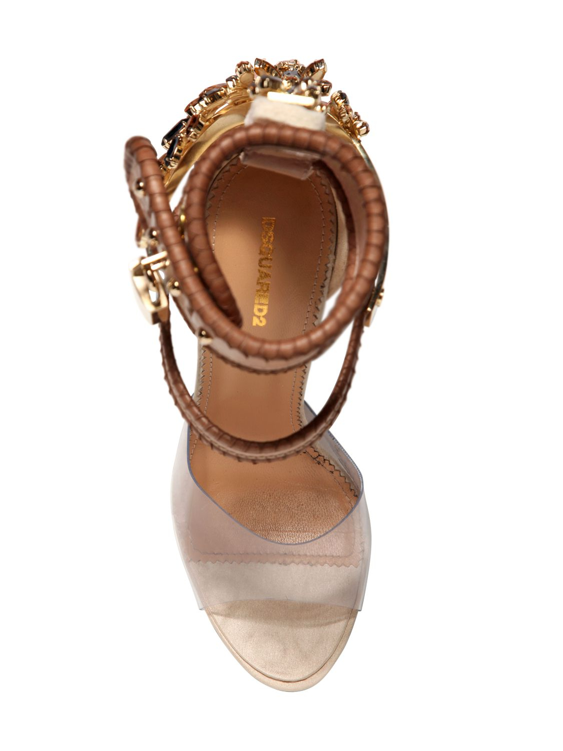 DSquaredÂ² 110mm Jewelled Leather Elaphe Sandals - Lyst