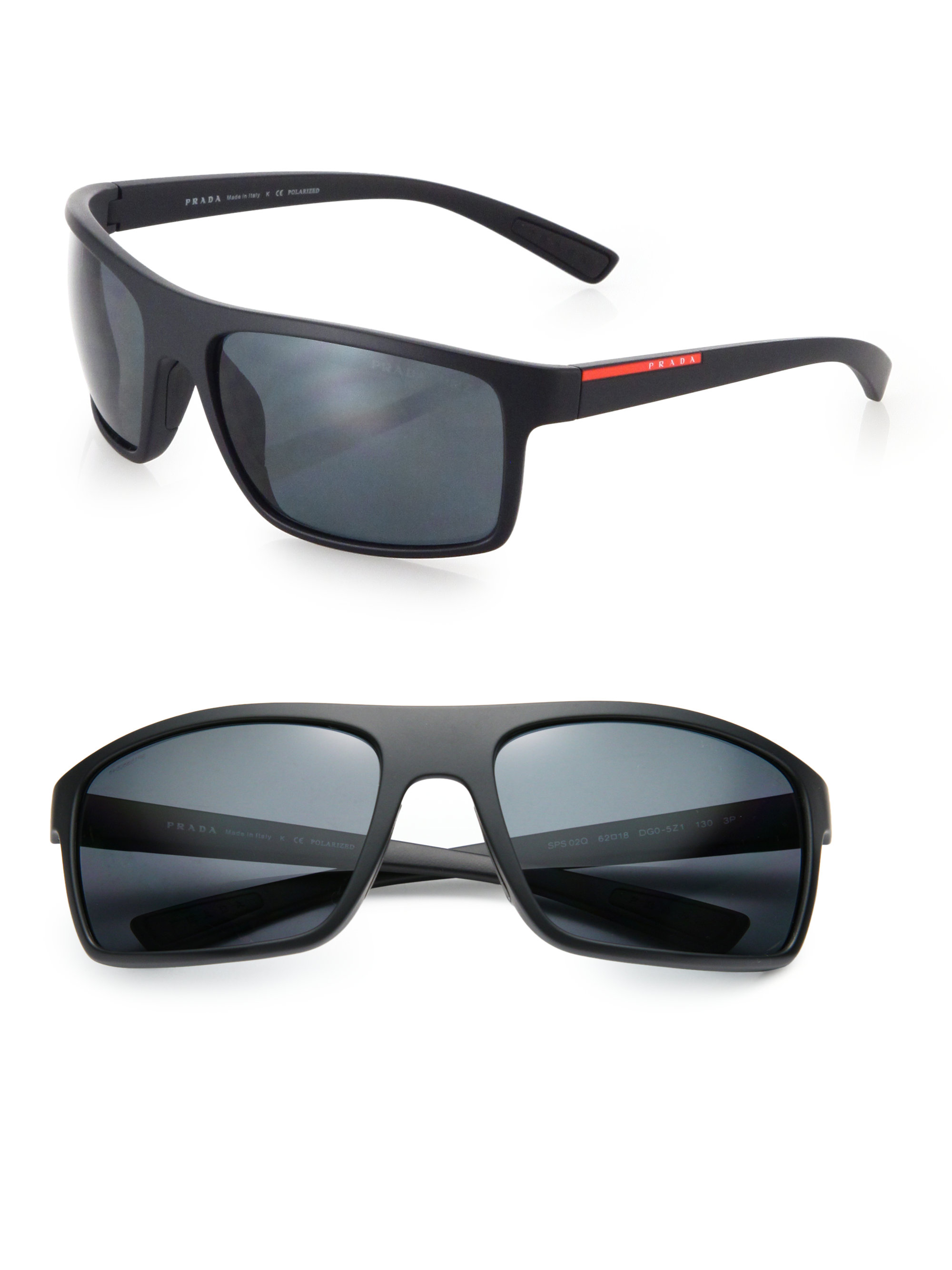 Prada 62Mm Rectangle Sunglasses in Black for Men - Lyst