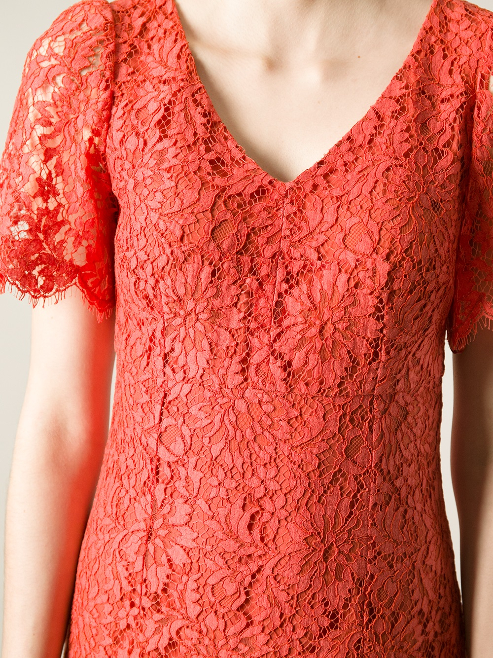 Lyst Dolce & Gabbana Lace Dress in Orange
