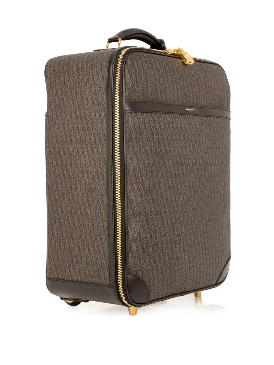 Saint Laurent Monogram Travel Trolley Suitcase in Brown for Men