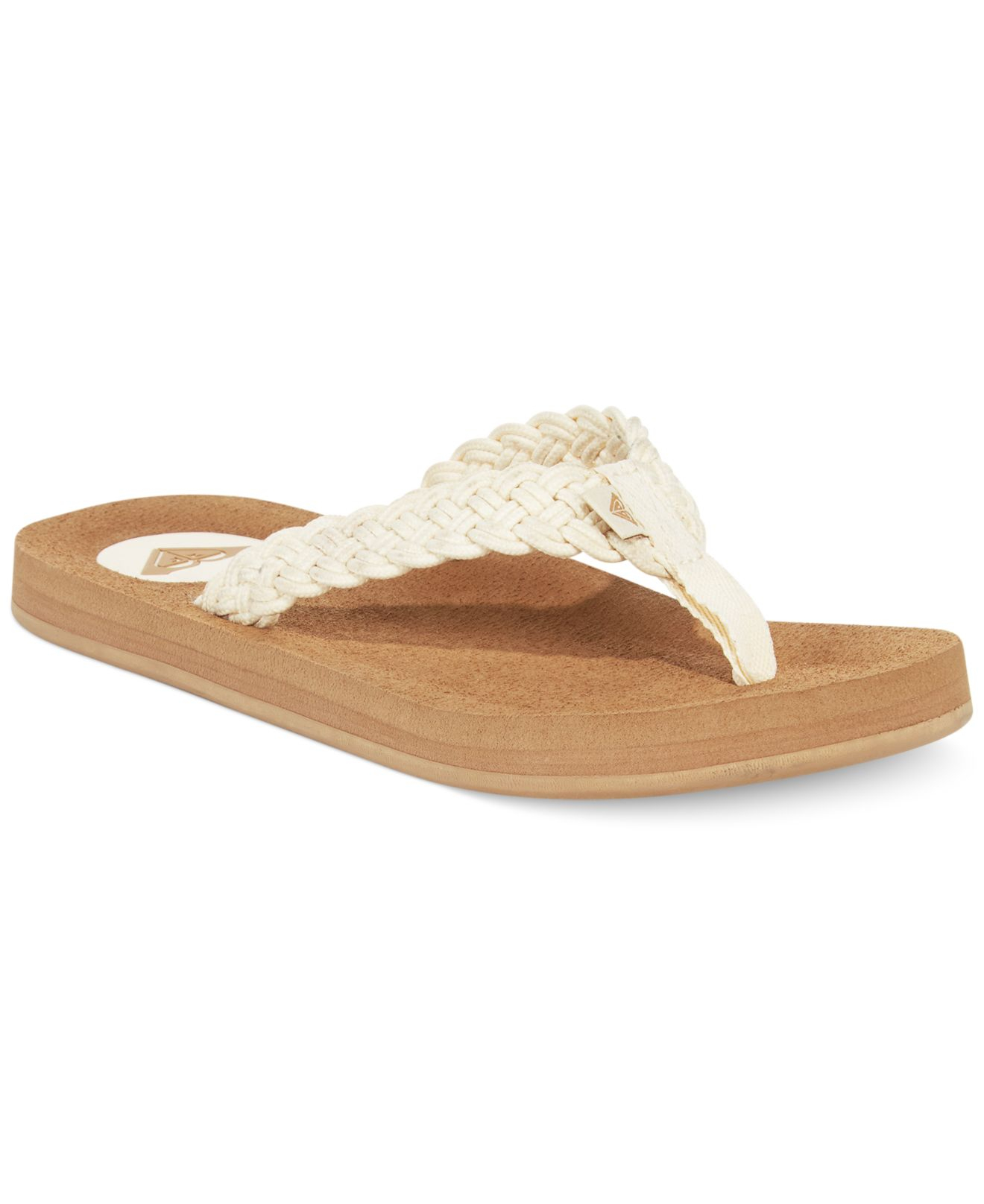 Roxy Crescent Braided Thong Sandals in Beige (Cream) Lyst