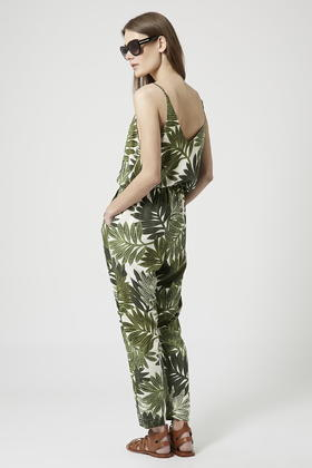 leaf print jumpsuit