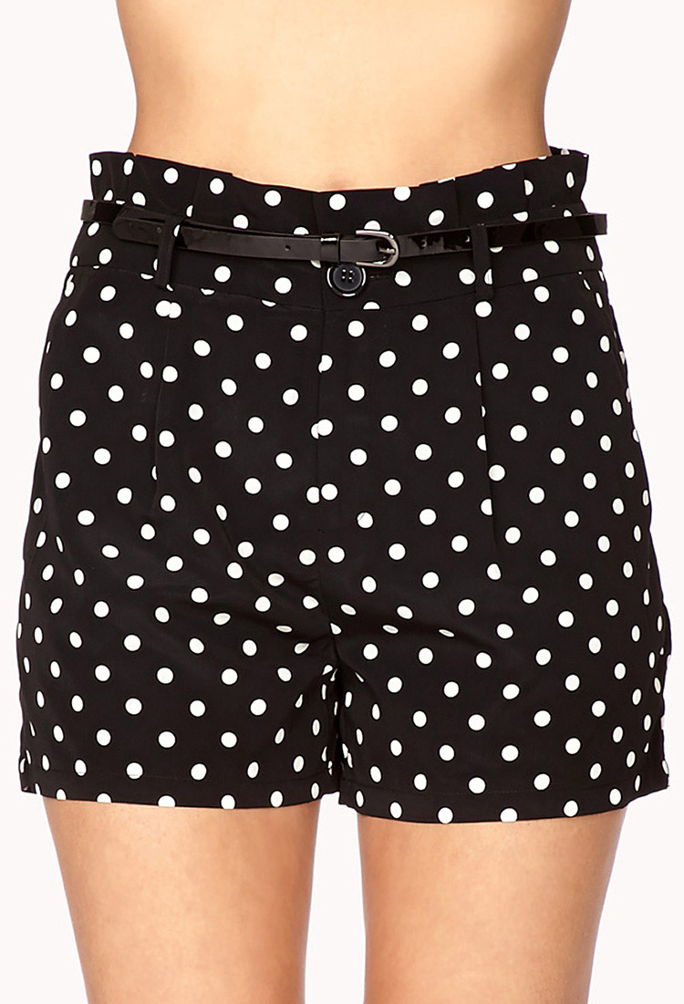 Lyst Forever 21 Highwaisted Polka Dot Shorts in White