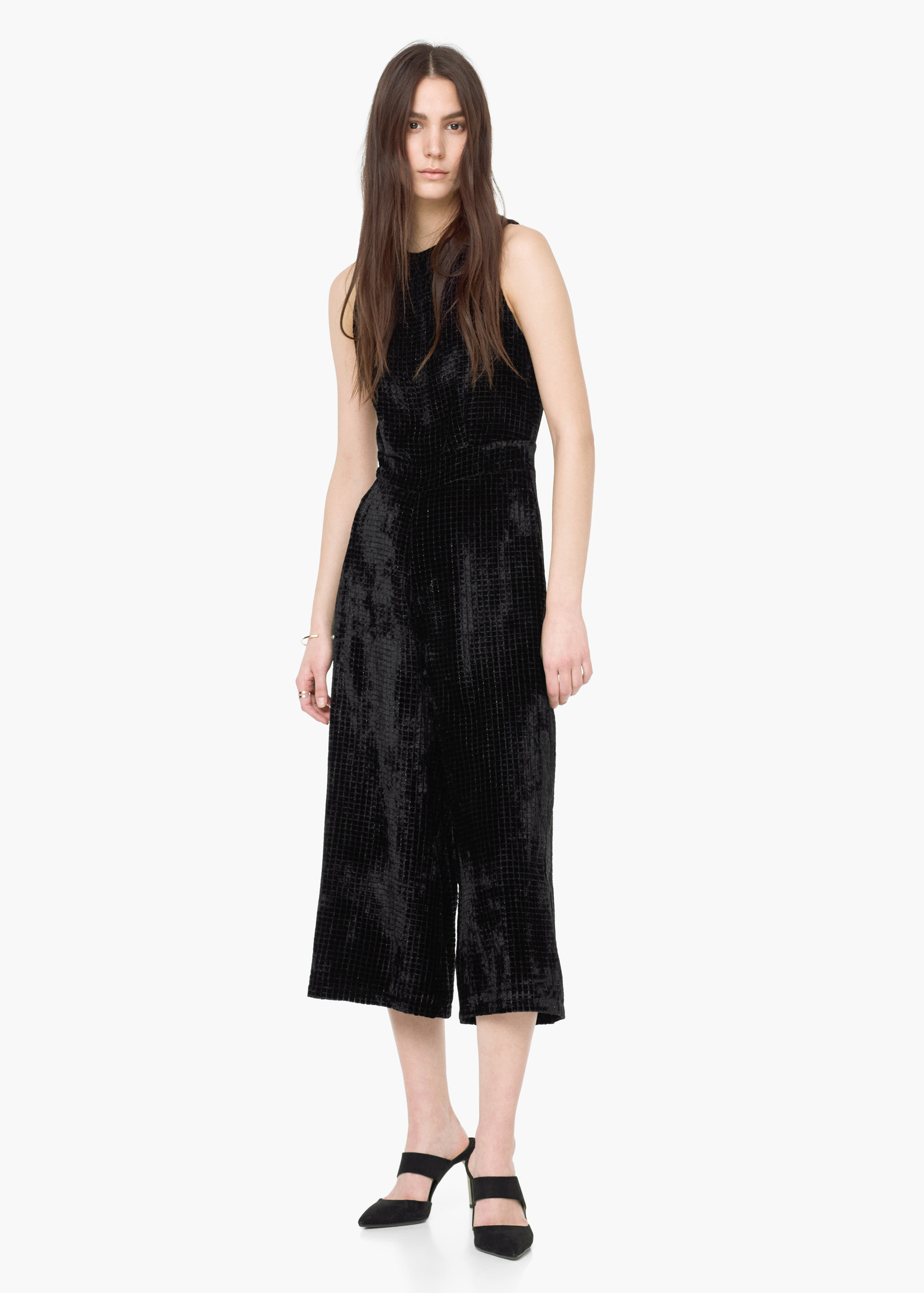 mango black velvet jumpsuit