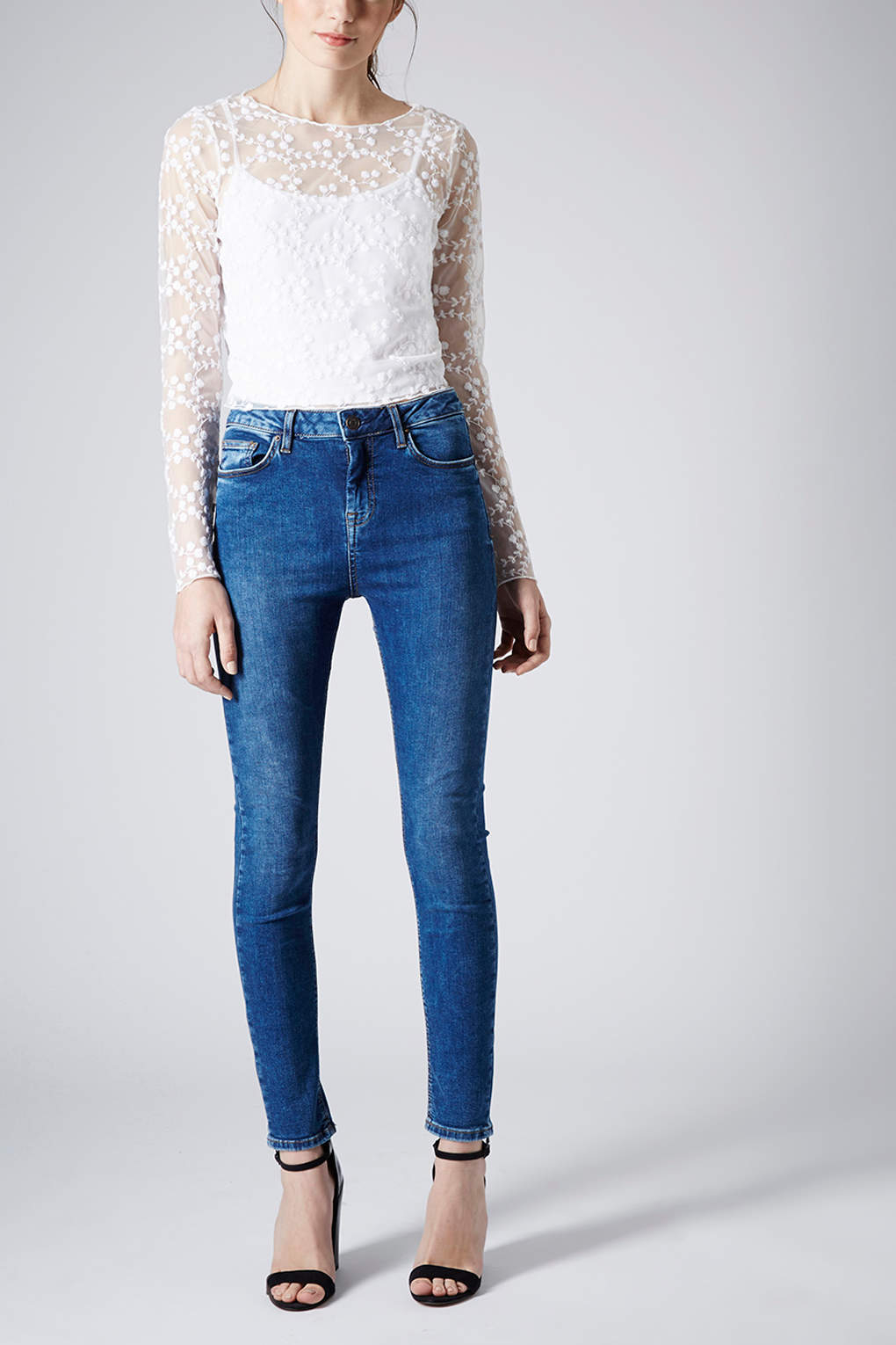 white mesh floral top