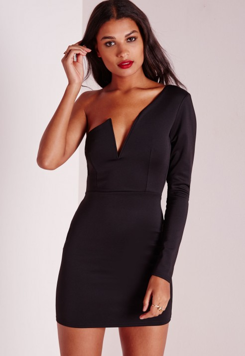 missguided black one shoulder dress