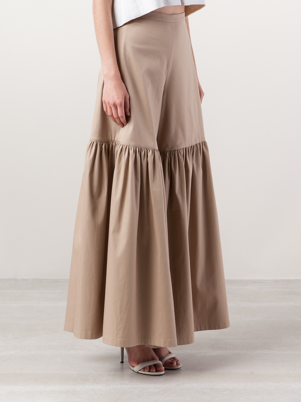 Lyst - Valentino Flayered Leg Trousers in Brown