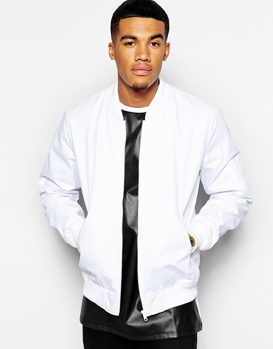 ASOS Bomber Jacket in White for Men | Lyst