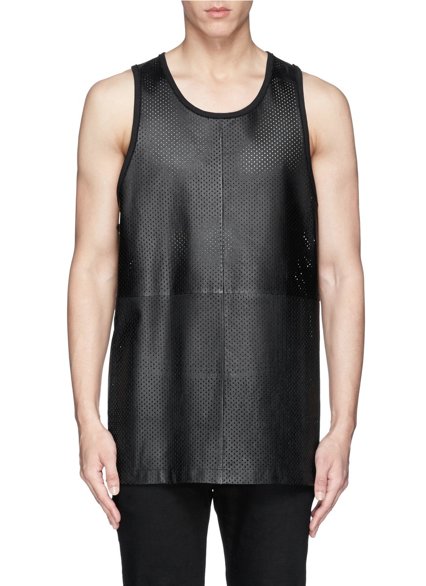 Givenchy Perforated Leather Tank Top in Black for Men | Lyst