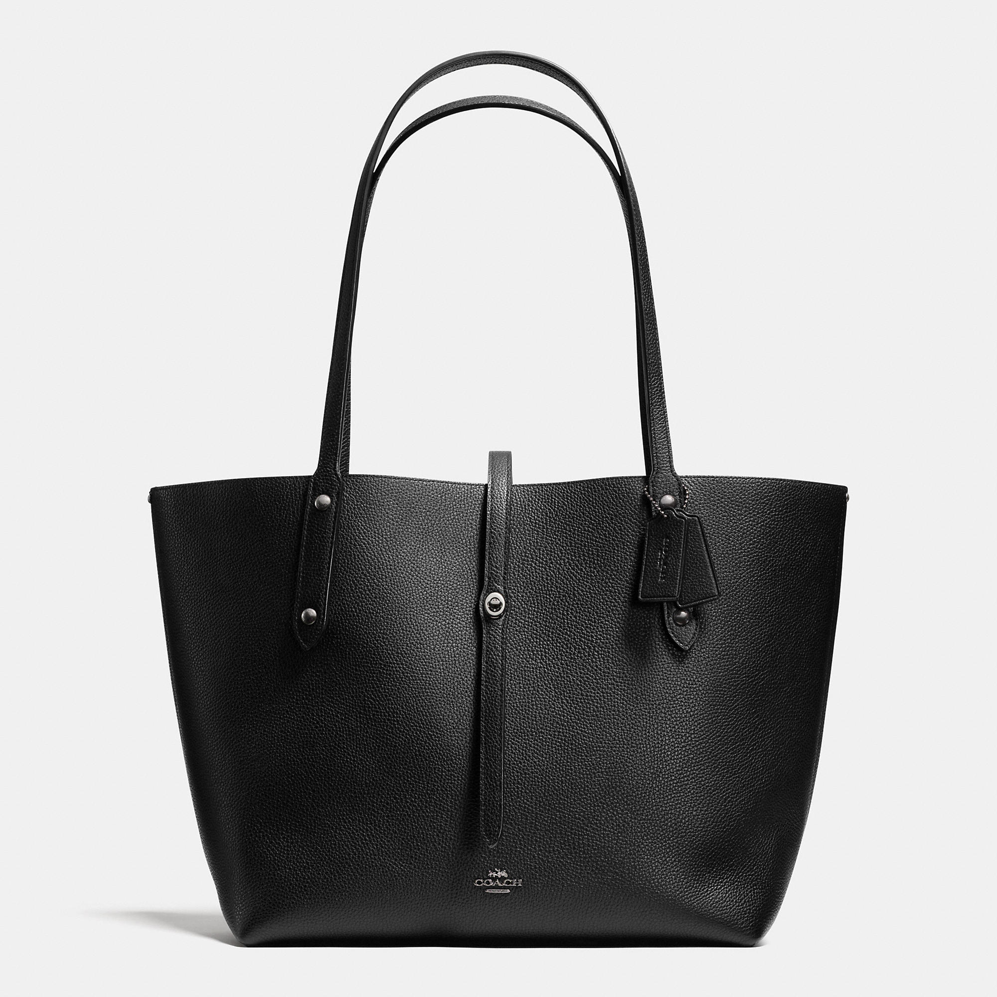 Coach Market Leather Tote Bag Black | semashow.com