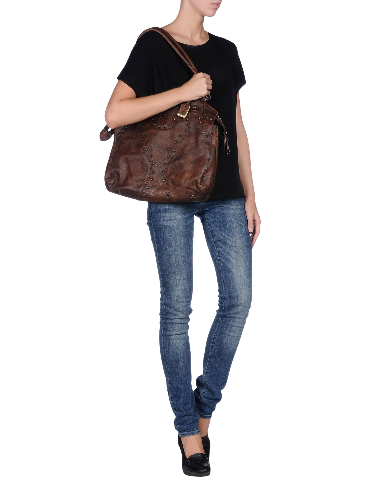 Frye Studded Leather Shoulder Bag in Dark Brown (Brown) - Lyst