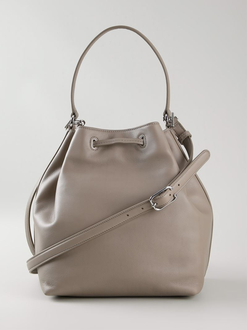 Tory Burch Toggle Drawstring Bucket Bag in Grey (Gray) Lyst