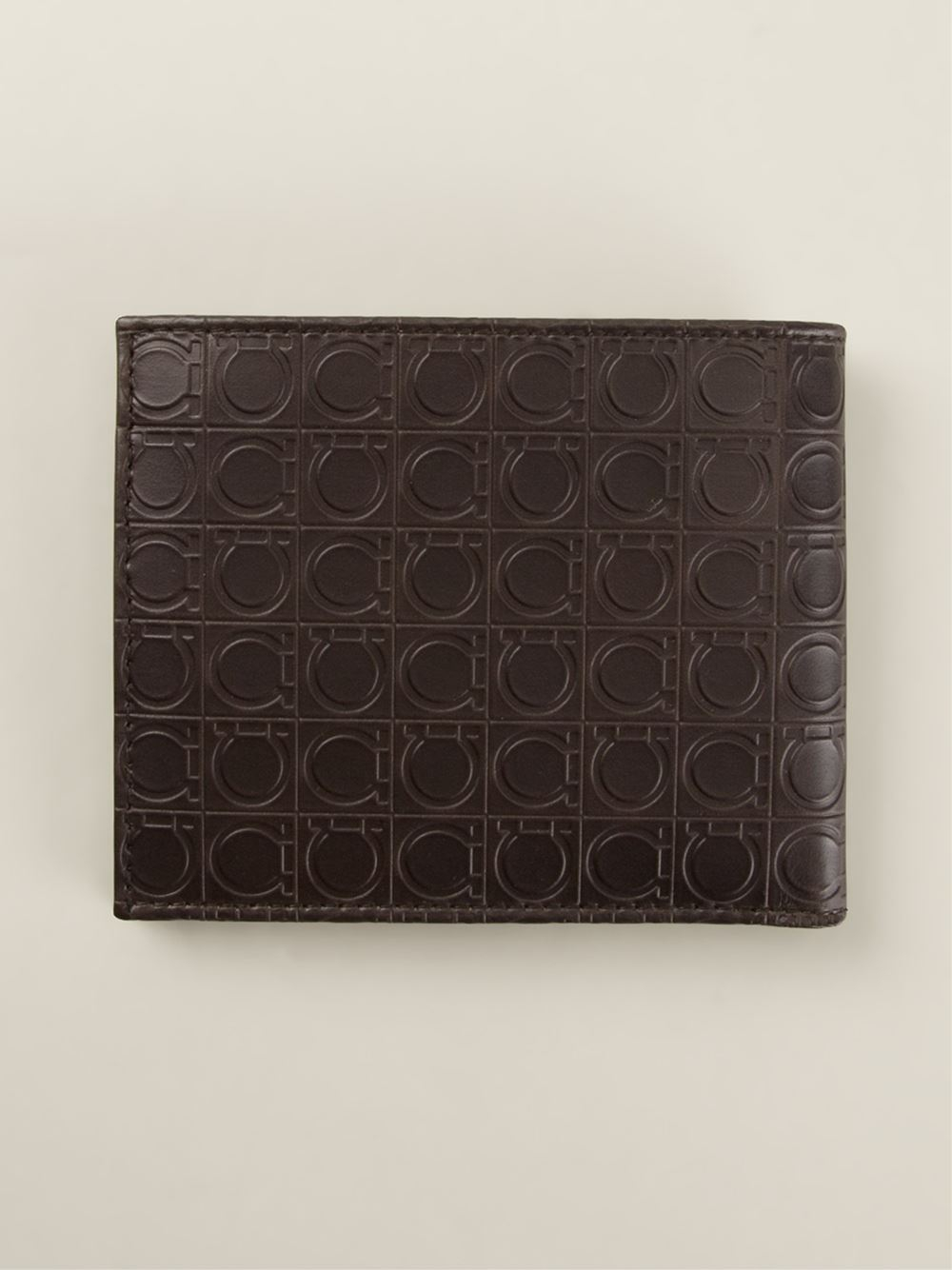 Ferragamo Gancini Embossed Billfold Wallet in Brown for Men