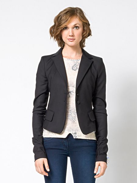 Patrizia Pepe | Black Slim-fit Blazer With Extra-long Sleeves In Haute ...