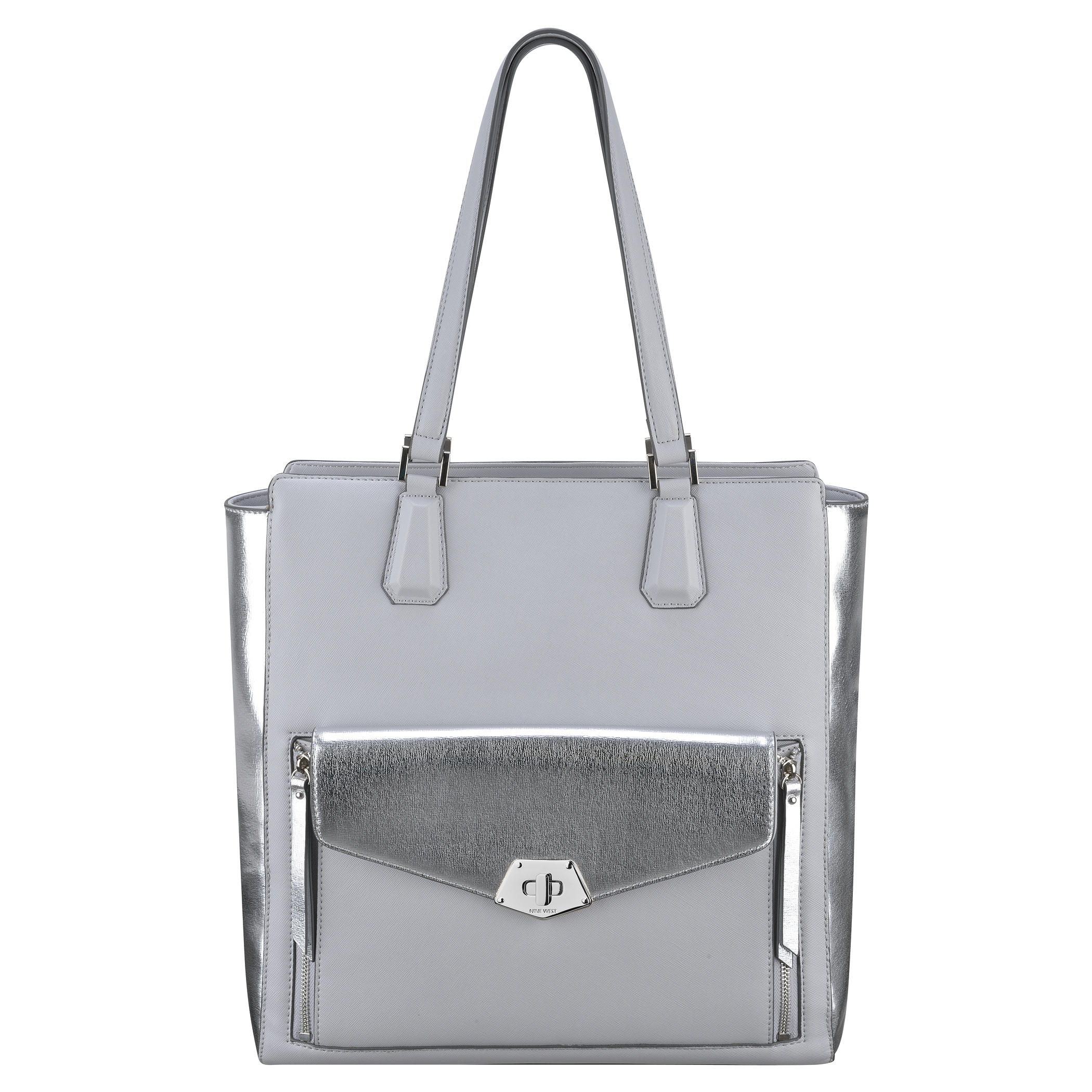 Nine west Rock And Lock Tote Bag in Gray (FEATHER GREY SYNTHETIC) Lyst