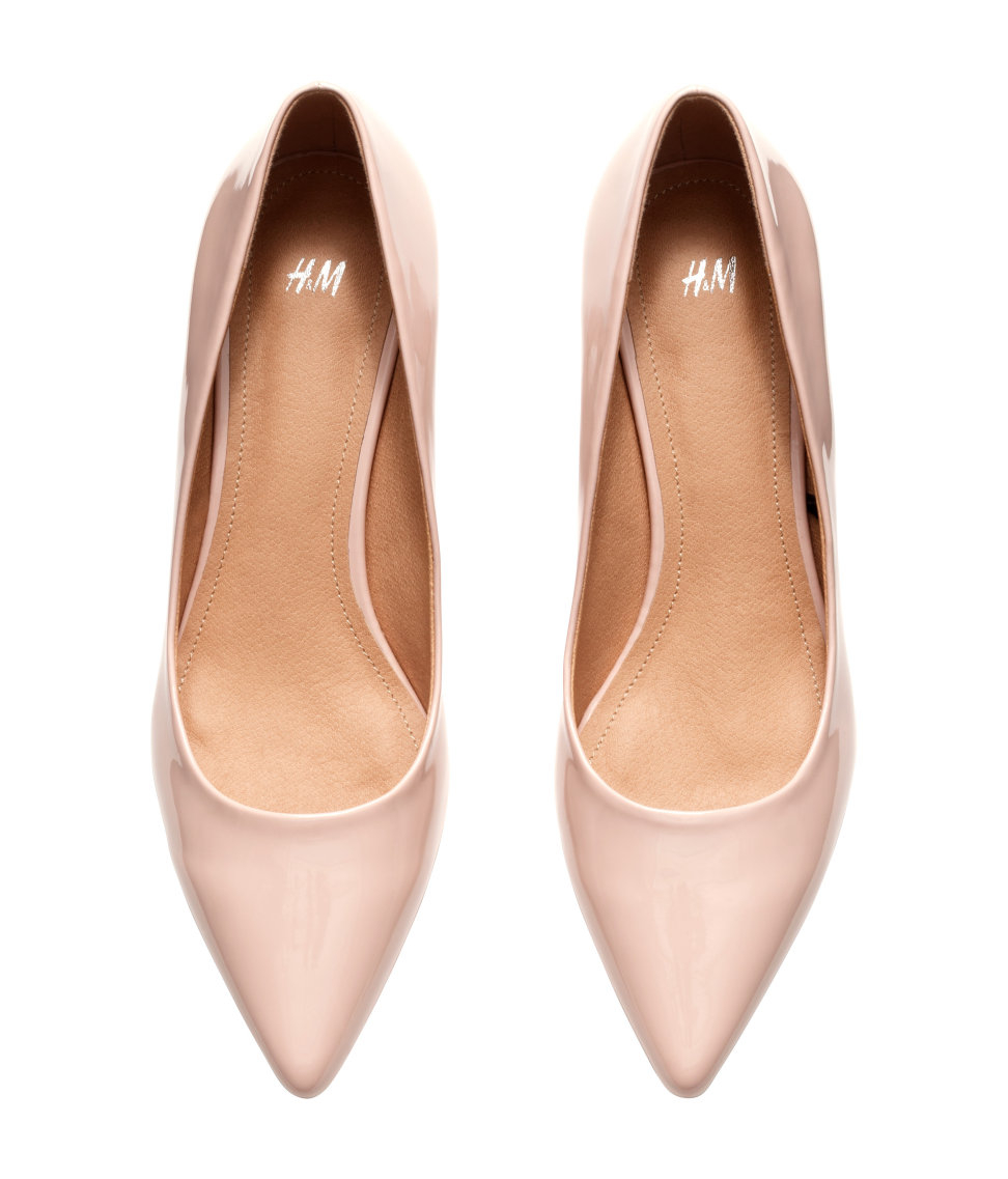 H&M Court Shoes With A Kitten Heel in Natural | Lyst