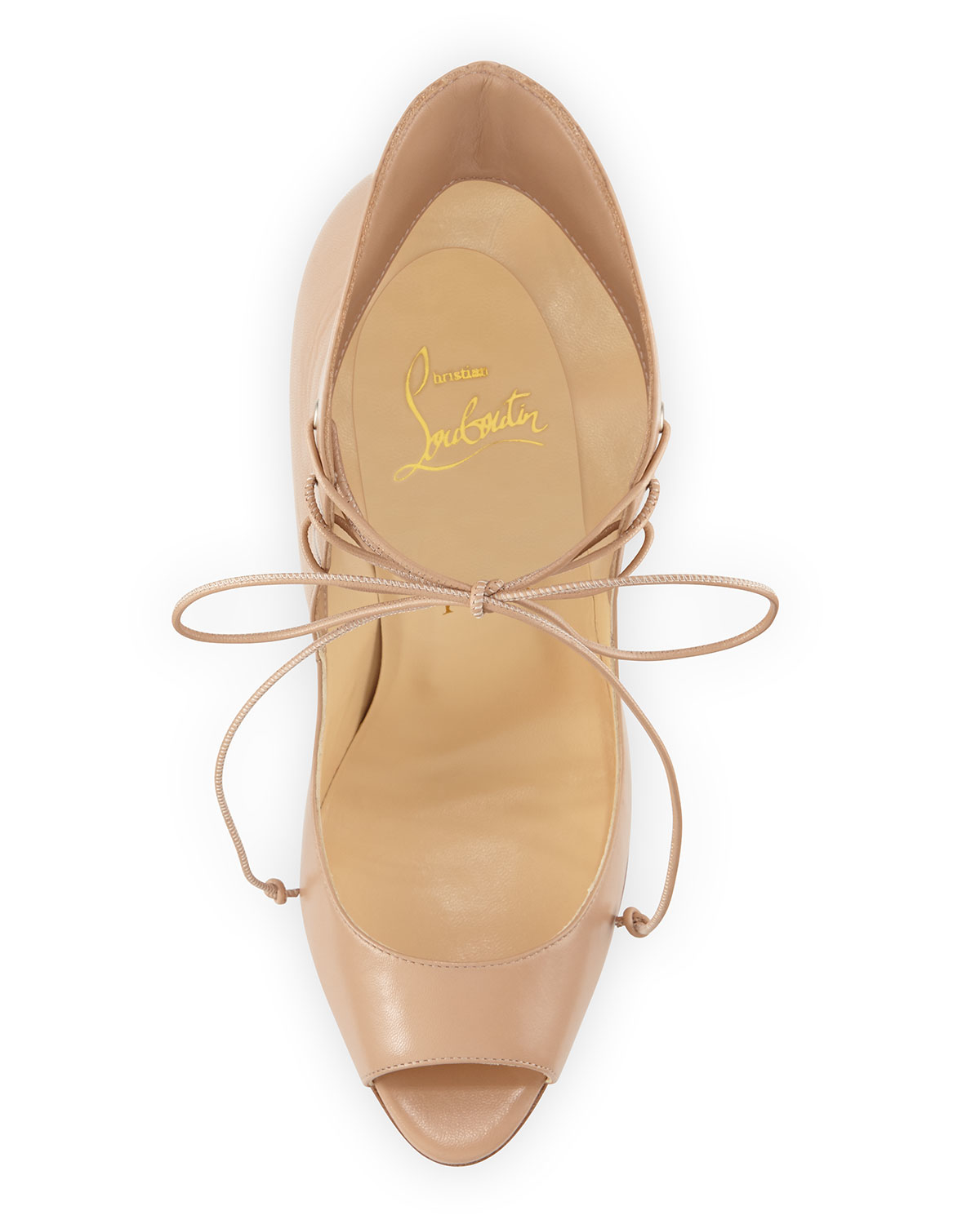 christian louboutins price - Christian louboutin Mega Vamp Lace-up Red Sole Pump in Pink (NUDE ...