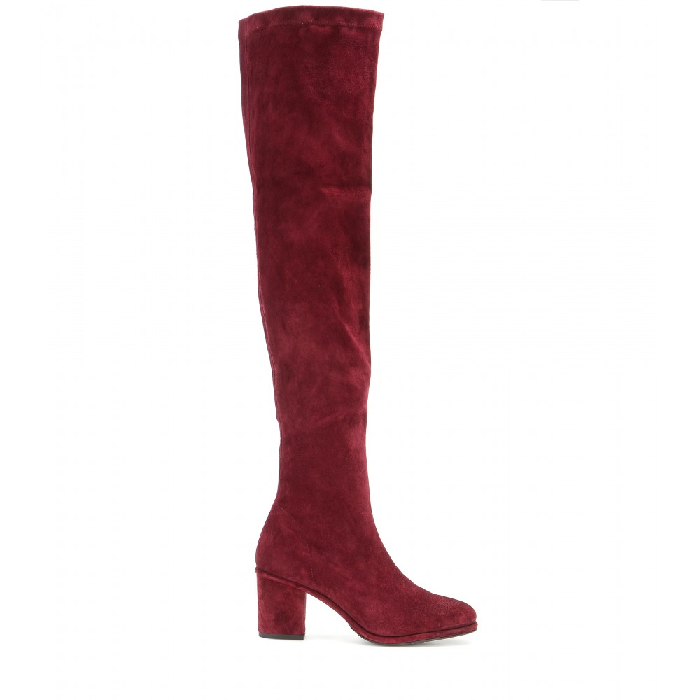 red suede over the knee boots