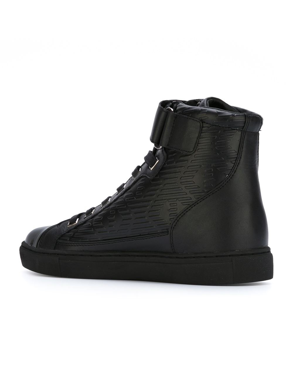 Caius Sprede Oberst Armani Jeans Leather High-Top Sneakers in Black for Men | Lyst