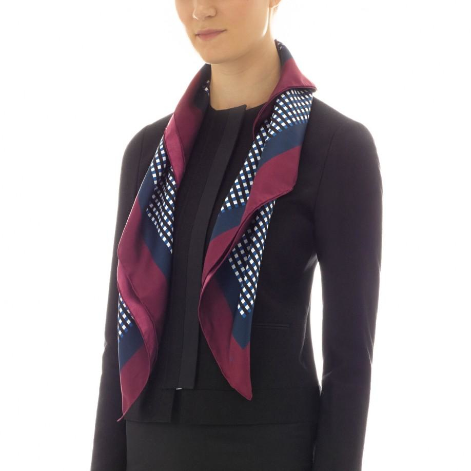 Paul smith Women's Blue And Damson Gingham Silk Scarf in Blue | Lyst
